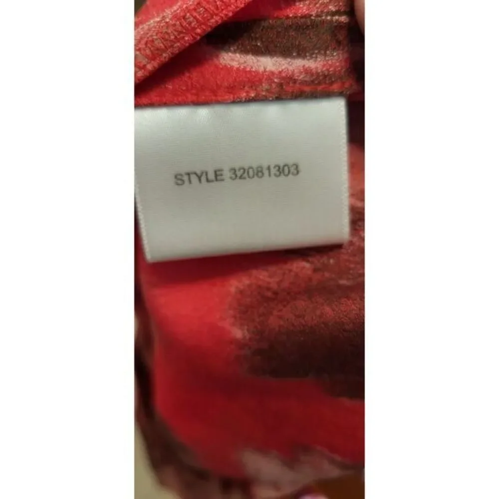 Tory Burch Ikat Silk‎ Skirt Women Size 8 Red Brown Pattern Career Work Elevated